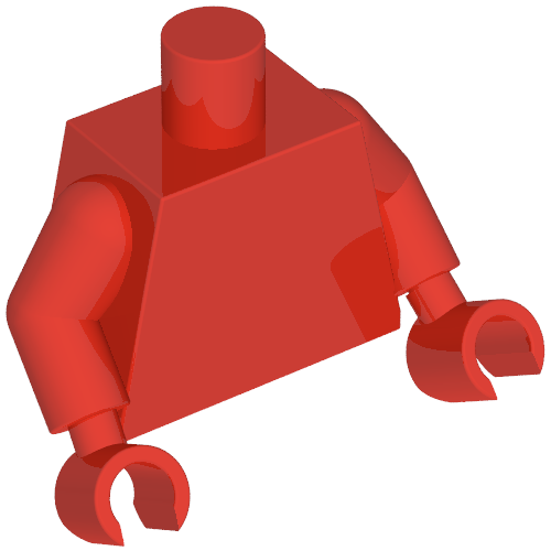 Rendu LDraw de torse, Red Arms and Hands [Plain], couleur indicative