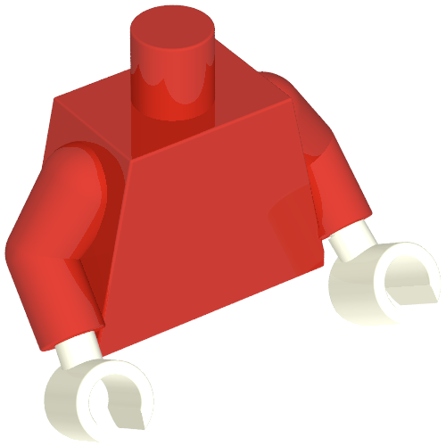 Rendu LDraw de torse, Red Arms, White Hands [Plain], couleur indicative