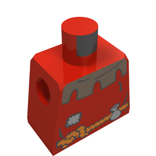 Rendu LDraw de Minifigurine torse avec fantaisie ère paysanne corde ceinture motif imprimé (Minifig Torso with Fantasy Era Peasant Rope Belt Print), couleur indicative