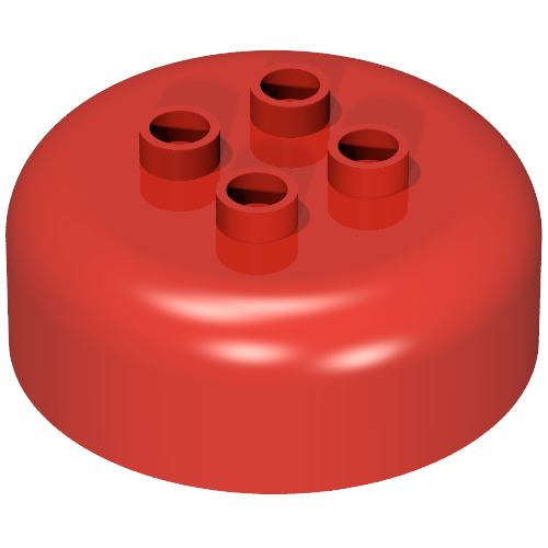 Rendu LDraw de Duplo brique ronde 4 x 4 dôme avec 2 x 2 tenons [sans motif] (Duplo Brick Round 4 x 4 Dome Top with 2 x 2 Studs [Plain]), couleur indicative