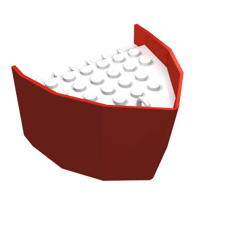 Rendu LDraw de Section de coque de bateau, arc 6 x 8 x 3 1/3 avec pont blanc (Boat Hull Section, Bow 6 x 8 x 3 1/3 with White Deck), couleur indicative
