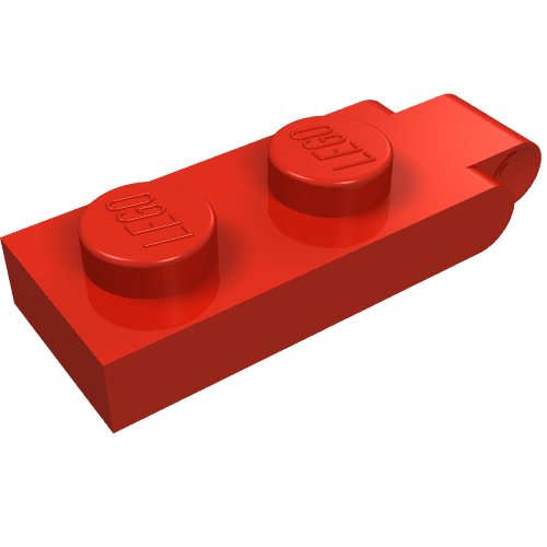Rendu LDraw de charnière Plaque 1 x 2 avec 1 Large Finger, couleur indicative