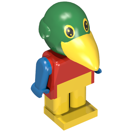 Rendu LDraw de Fabuland figurine perroquet (Fabuland Figure Parrot), couleur indicative