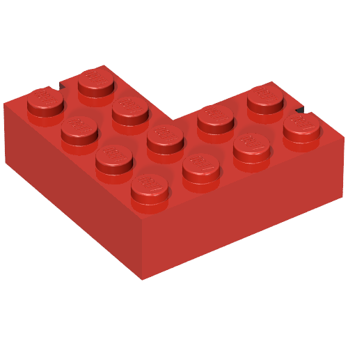 Rendu LDraw de Brique 4 x 4 d’angle Right avec 2 Slots, couleur indicative
