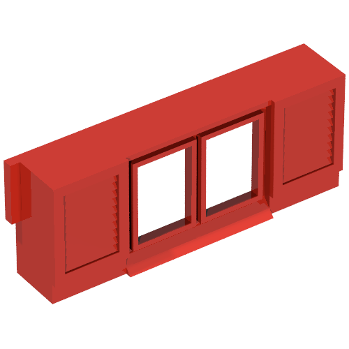 Rendu LDraw de Fenêtre 1 x 6 x 2 avec volets, sans verre pour briques fendues (Window 1 x 6 x 2 with Shutters, without Glass for Slotted Bricks), couleur indicative