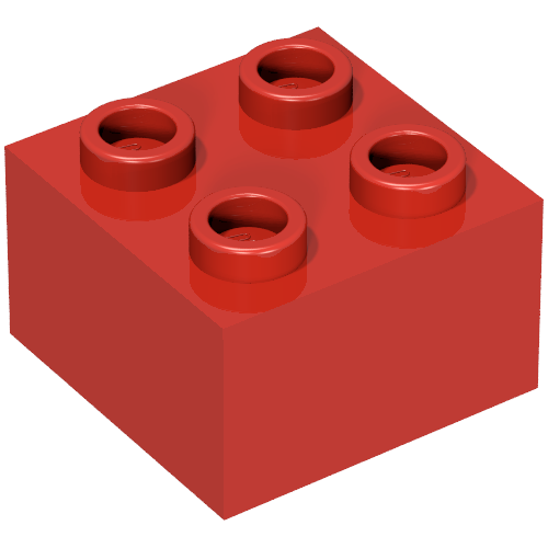 Rendu LDraw de Minitalia brique 2 x 2 avec fond X Support (Minitalia Brick 2 x 2 with Bottom X Support), couleur indicative