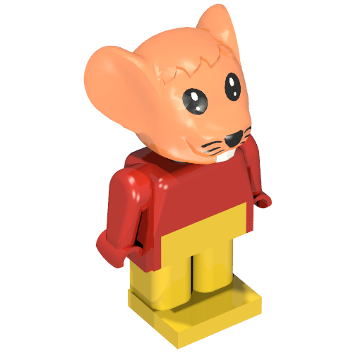 Rendu LDraw de Figurine Fabuland souris 1 [maximilienne] (Fabuland Figure Mouse 1 [Maximillian]), couleur indicative