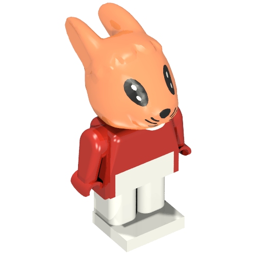 Rendu LDraw de Fabuland figurine lapin 2 (Fabuland Figure Bunny 2), couleur indicative