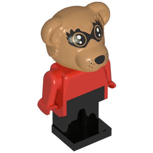 Rendu LDraw de Fabuland figurine raton laveur 1 (Fabuland Figure Raccoon 1), couleur indicative