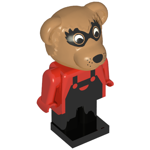 Rendu LDraw de Fabuland figurine raton laveur 2 (Fabuland Figure Raccoon 2), couleur indicative