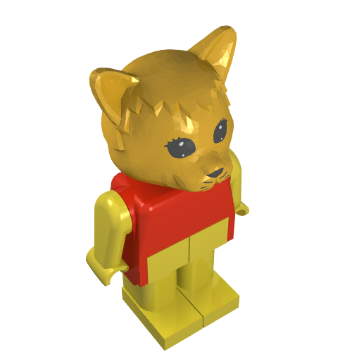 Rendu LDraw de Figurine Fabuland, Charlie Cat (Fabuland Figure, Charlie Cat), couleur indicative