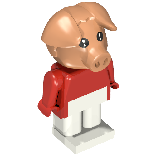 Rendu LDraw de Fabuland figurine Pig 4 (Fabuland Figure Pig 4), couleur indicative