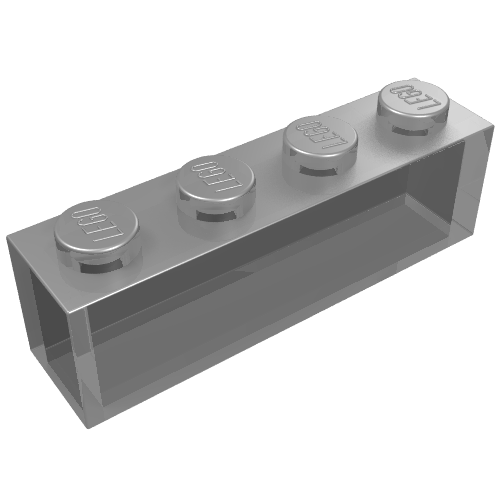 Rendu LDraw de Brique 1 x 4 tubes sans fond (Brick 1 x 4 without Bottom Tubes), couleur indicative