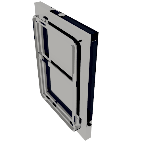 Rendu LDraw de Verre pour la lèvre de porte de train sur tous les côtés (Glass for Train Door Lip On All Sides), couleur indicative