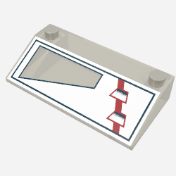 Rendu LDraw de Brique inclinée 33° 3 x 6 avec motif imprimé à gauche ARC-170 (Brick Sloped 33° 3 x 6 with ARC-170 Left Print), couleur indicative