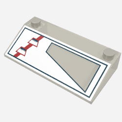 Rendu LDraw de Brique inclinée 33° 3 x 6 avec motif imprimé ARC-170 à droite (Brick Sloped 33° 3 x 6 with ARC-170 Right Print), couleur indicative