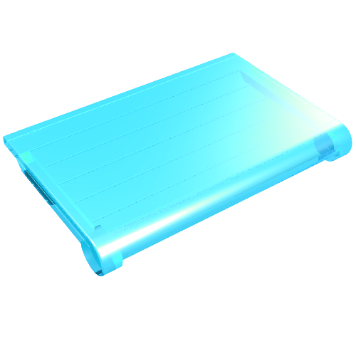 Rendu LDraw de Verre 2 x 3 pour le toit de voiture de charnière 4 x 4 Toit ouvrant avec des crêtes (Glass 2 x 3 for Hinge Car Roof 4 x 4 Sunroof with Ridges), couleur indicative
