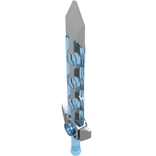 Rendu LDraw de Weapon Sword Long avec Angular Crossguard Light Bluish Gray Pattern, couleur indicative