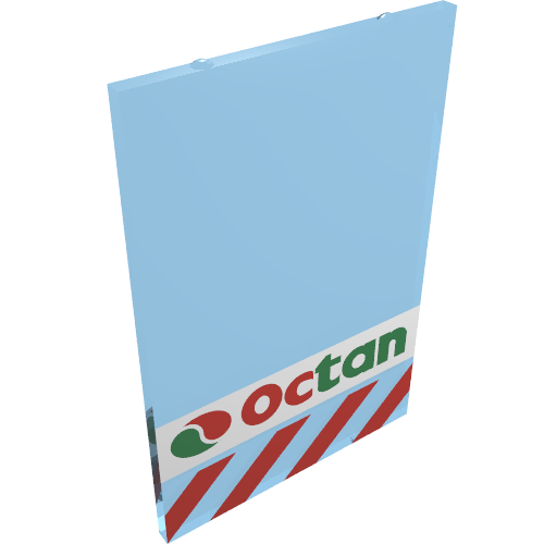 Rendu LDraw de Verre pour fenêtre 1 x 4 x 5 avec motif imprimé Octan (Glass for Window 1 x 4 x 5 with Octan Print), couleur indicative