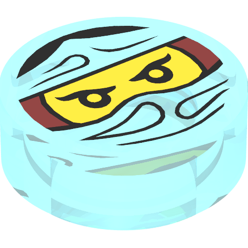Rendu LDraw de Tuile ronde 1 x 1 avec Ninjago piégé motif imprimé Nya (Tile Round 1 x 1 with Ninjago Trapped Nya Print), couleur indicative