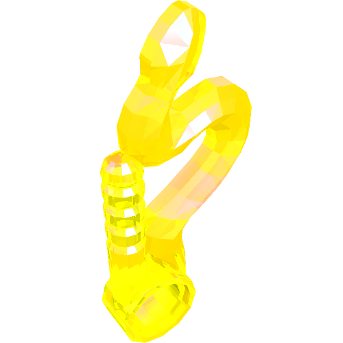 Rendu LDraw de Équipement fouet plié avec tête de serpent et trou d'connecteur (Equipment Whip Bent with Snake Head and Pin Hole), couleur indicative