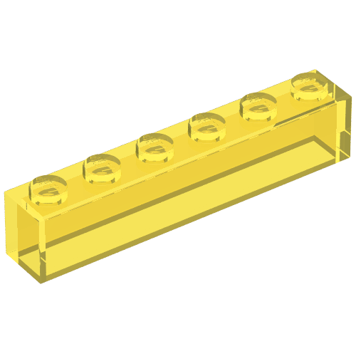 Rendu LDraw de Brique 1 x 6 sans tubes de fond (Brick 1 x 6 with No Bottom Tubes), couleur indicative