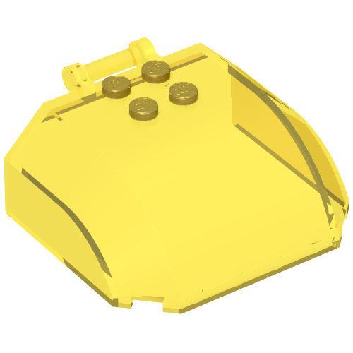 Rendu LDraw de Pare-brise 5 x 6 x 2 cintrée supérieure Canopée avec 4 tenons et poignée (Windscreen 5 x 6 x 2 Curved Top Canopy with 4 Studs and Handle), couleur indicative