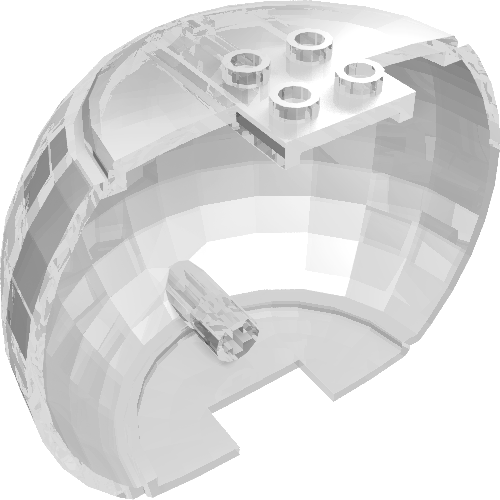 Rendu LDraw de Hémisphère de dôme 5 x 9 x 5 1/3 avec 2 x 2 tenons sur le dessus (Dome Hemisphere 5 x 9 x 5 1/3 with 2 x 2 Studs on Top), couleur indicative