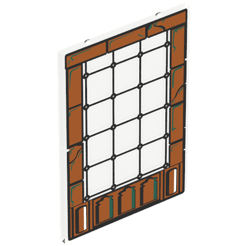 Rendu LDraw de Verre pour Fenêtre 1 x 4 x 5 avec Marron brique (Glass for Window 1 x 4 x 5 with Brown Brick Border Print), couleur indicative