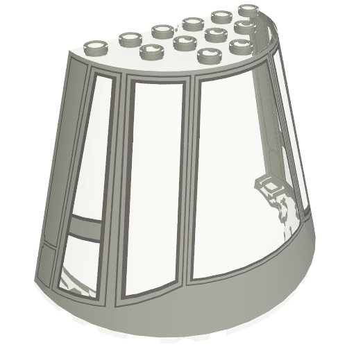 Rendu LDraw de Demi-cône 10 x 5 x 6 avec motif imprimé de cockpit de faucon millénaire (Cone Half 10 x 5 x 6 with Millennium Falcon Cockpit Print), couleur indicative