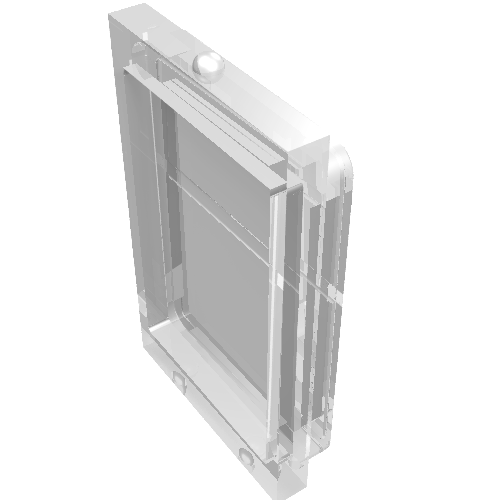Rendu LDraw de Verre pour lèvre de porte de train en haut et en bas (Glass for Train Door Lip On Top and Bottom), couleur indicative