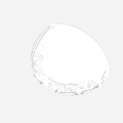 Rendu LDraw de Pare-brise 8 x 4 2/3 x 3 2/3 quart de sphère [extérieur] avec trous de charnière (Windscreen 8 x 4 2/3 x 3 2/3 Quarter Sphere [Outer] with Hinge Holes), couleur indicative