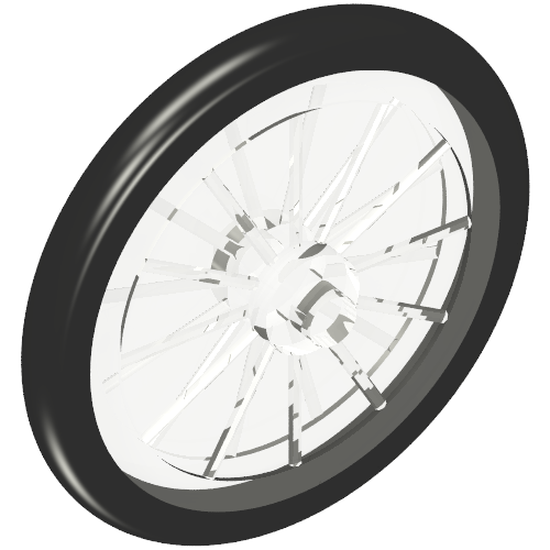 Rendu LDraw de Vélo de roue, pneu noir fixe (Wheel Bicycle, Fixed Black Tire), couleur indicative