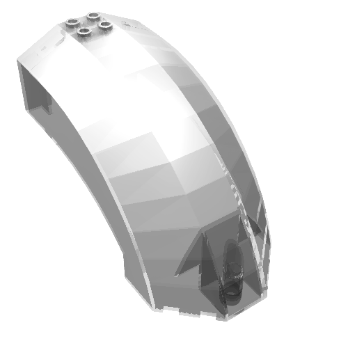 Rendu LDraw de Pare-brise 12 x 6 x 6 courbé sans goupille Trous (Windscreen 12 x 6 x 6 Curved without Pin Holes), couleur indicative