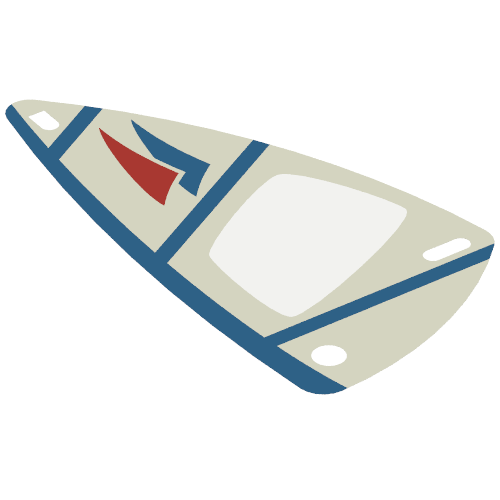 Rendu LDraw de Voile, triangulaire, 6 x 12 avec lignes bleues et motif imprimé Triangle rouge et bleu (Sail, Triangular, 6 x 12 with Blue Lines and Red & Blue Triangle Print), couleur indicative