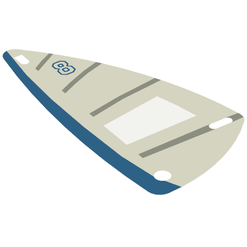 Rendu LDraw de Sail, Triangular, 6 x 12 avec Blue 8, Horizontal Gray Stripes, Vertical Blue Stripe Print, couleur indicative