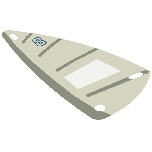 Rendu LDraw de Sail, Triangular, 6 x 12 avec Blue 8, Horizontal Gray Stripes, Vertical Gray Stripe Print, couleur indicative