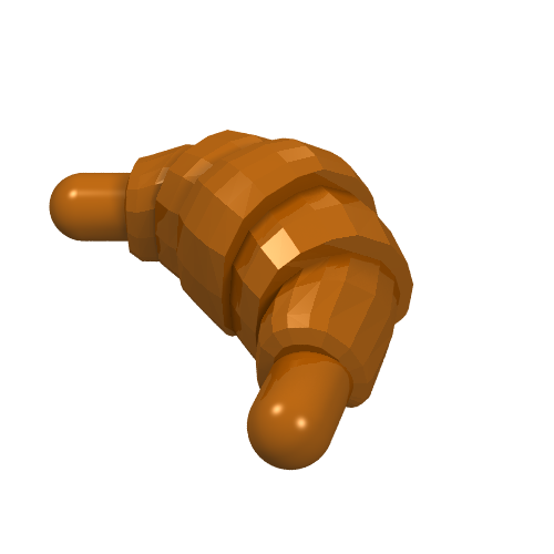 Rendu LDraw de Croissant Alimentaire - Bouts arrondis (Food Croissant - Rounded Ends), couleur indicative