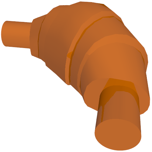 Rendu LDraw de Croissant alimentaire - bouts plats (Food Croissant - Flat Ends), couleur indicative