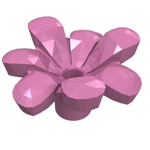 Plante, fleur, figurine Accessoire avec 7 pétales épais et connecteur (Plant, Flower, Minifig Accessory with 7 Thick Petals and Pin)