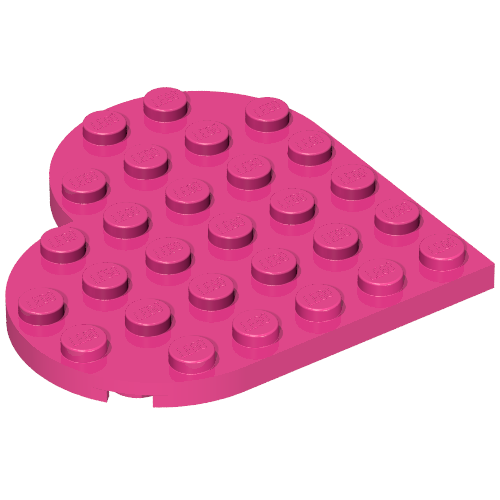 Rendu LDraw de Plaque Angle de 6 x 6 cœurs (Plate Angled 6 x 6 Heart Shape), couleur indicative