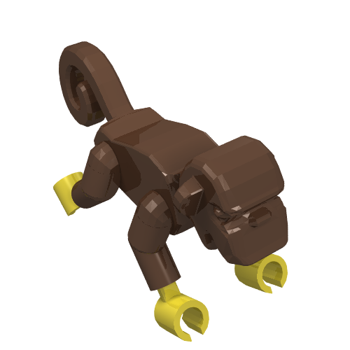 Rendu LDraw de Animal, Singe [Assemblage complet] (Animal, Monkey [Complete Assembly]), couleur indicative
