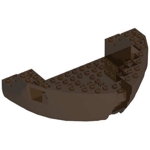 Rendu LDraw de Boat Hull Section, Large Bow 12 x 16 x 5 1/3 avec Brown Top [Complete Assembly], couleur indicative