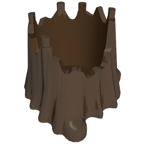 Rendu LDraw de Plante, Arbre 6 x 6 souches creuses (Plant, Tree 6 x 6 Hollow Stump), couleur indicative