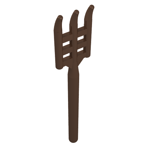Rendu LDraw de Équipement fourche / fourche, extrémité arrondie (Equipment Pitchfork / Fork, Rounded End), couleur indicative