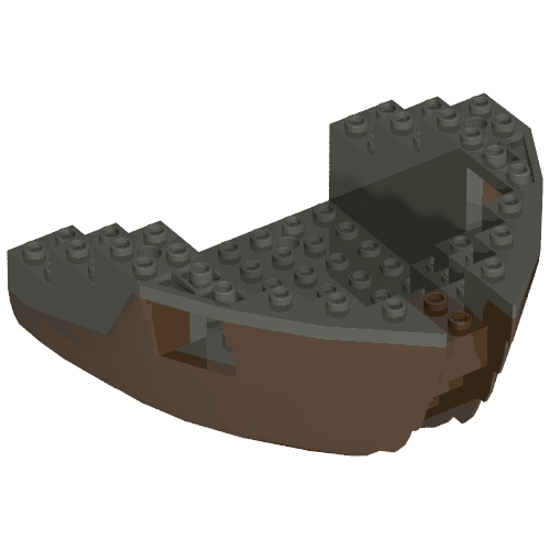Rendu LDraw de Boat Hull Section, Small Bow 12 x 12 x 5 1/3 avec Dark Gray Top [Complete Assembly], couleur indicative