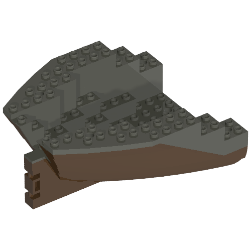 Rendu LDraw de Boat Hull Small Stern 14 x 12 x 5 1/3 avec Dark Gray Top [Complete Assembly], couleur indicative