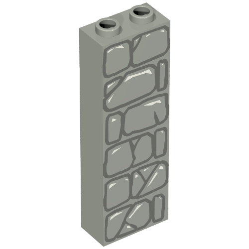 Rendu LDraw de Brique 1 x 2 x 5 avec motif imprimé mur de pierre (Brick 1 x 2 x 5 with Stone Wall Print), couleur indicative