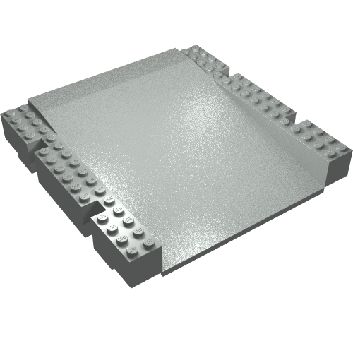 Rendu LDraw de Plaque de base Rampe élevée 16 x 16 x 2 1/3 (Baseplate Raised 16 x 16 x 2 1/3 Ramp), couleur indicative