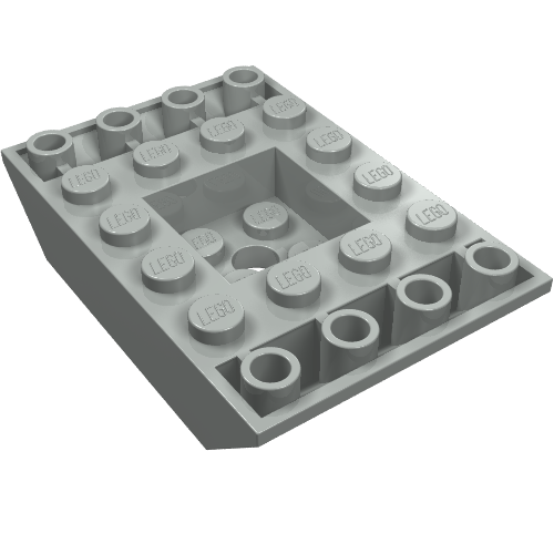 Rendu LDraw de Brique inclinée inversée 45° 6 x 4 double avec centre encastré (Brick Sloped Inverted 45° 6 x 4 Double with Recessed Center), couleur indicative